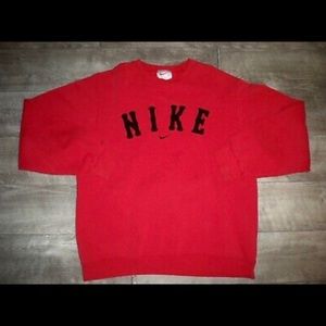 Nike Center Check Swoosh Vintage Red Pullover Sweatshirt Size Medium Made in USA